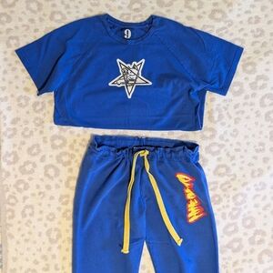 Korean Streetwear Set 91,2 Raglan Tshirt And Sweatpants Unique Details Cotton Sm